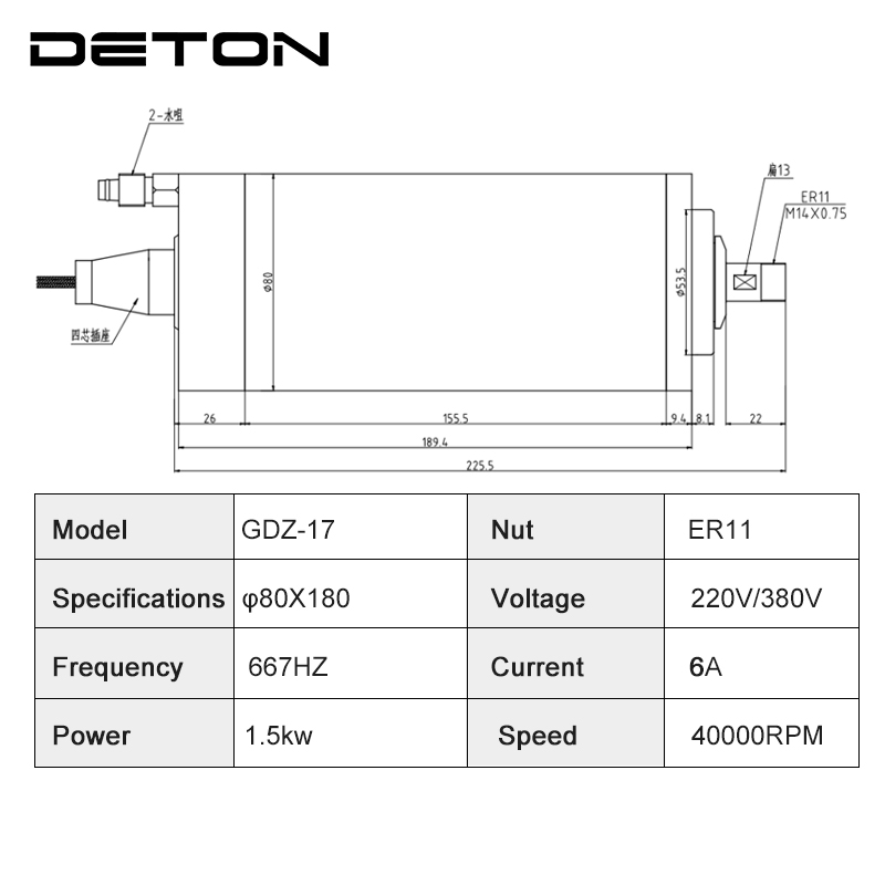 The GDZ-17 1.5KW ER11 water-co - Water Cooled Spindle 评论和价格